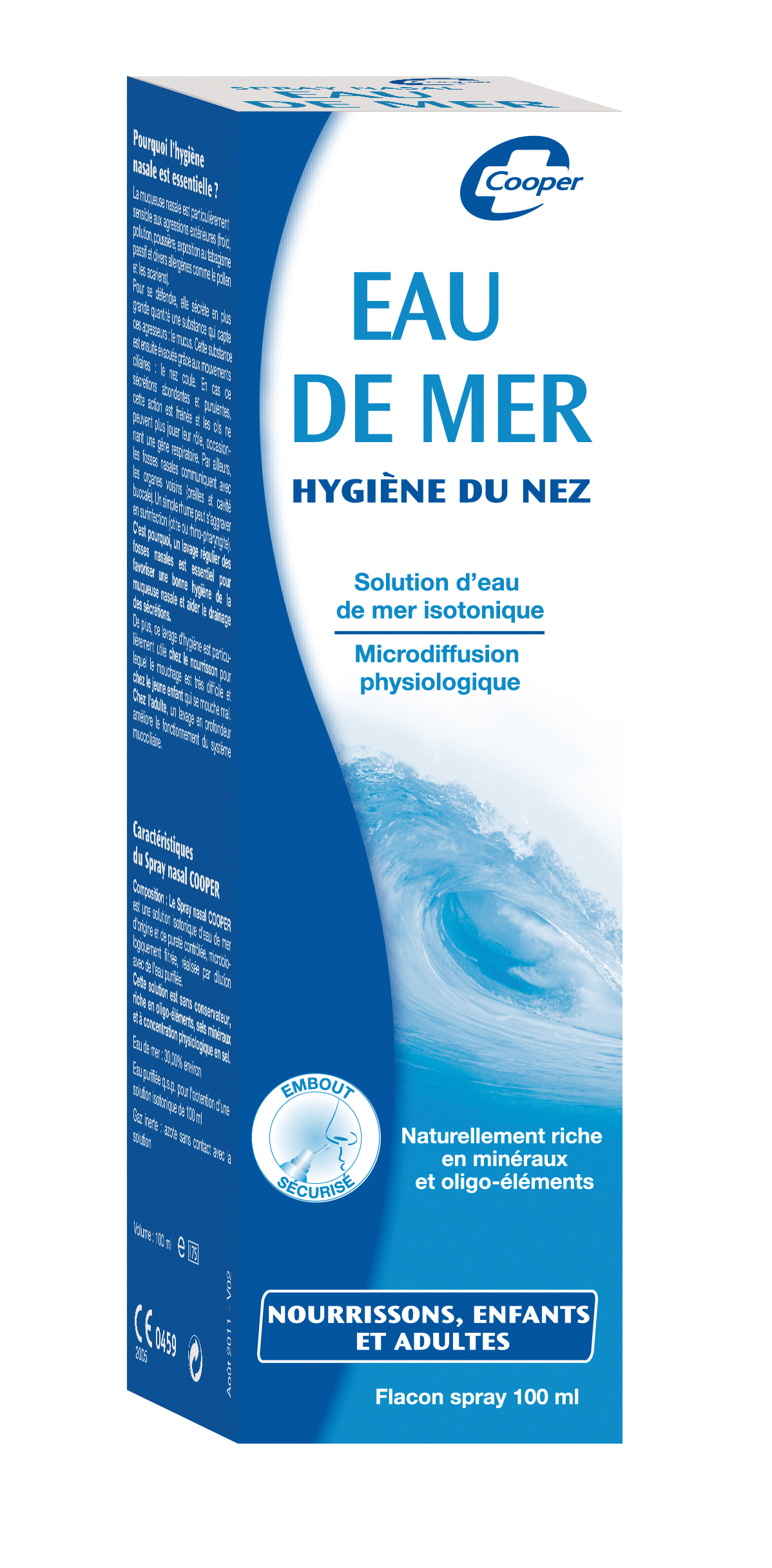 Spray nasal d'eau de mer soin du nez hydratant, 135 ml