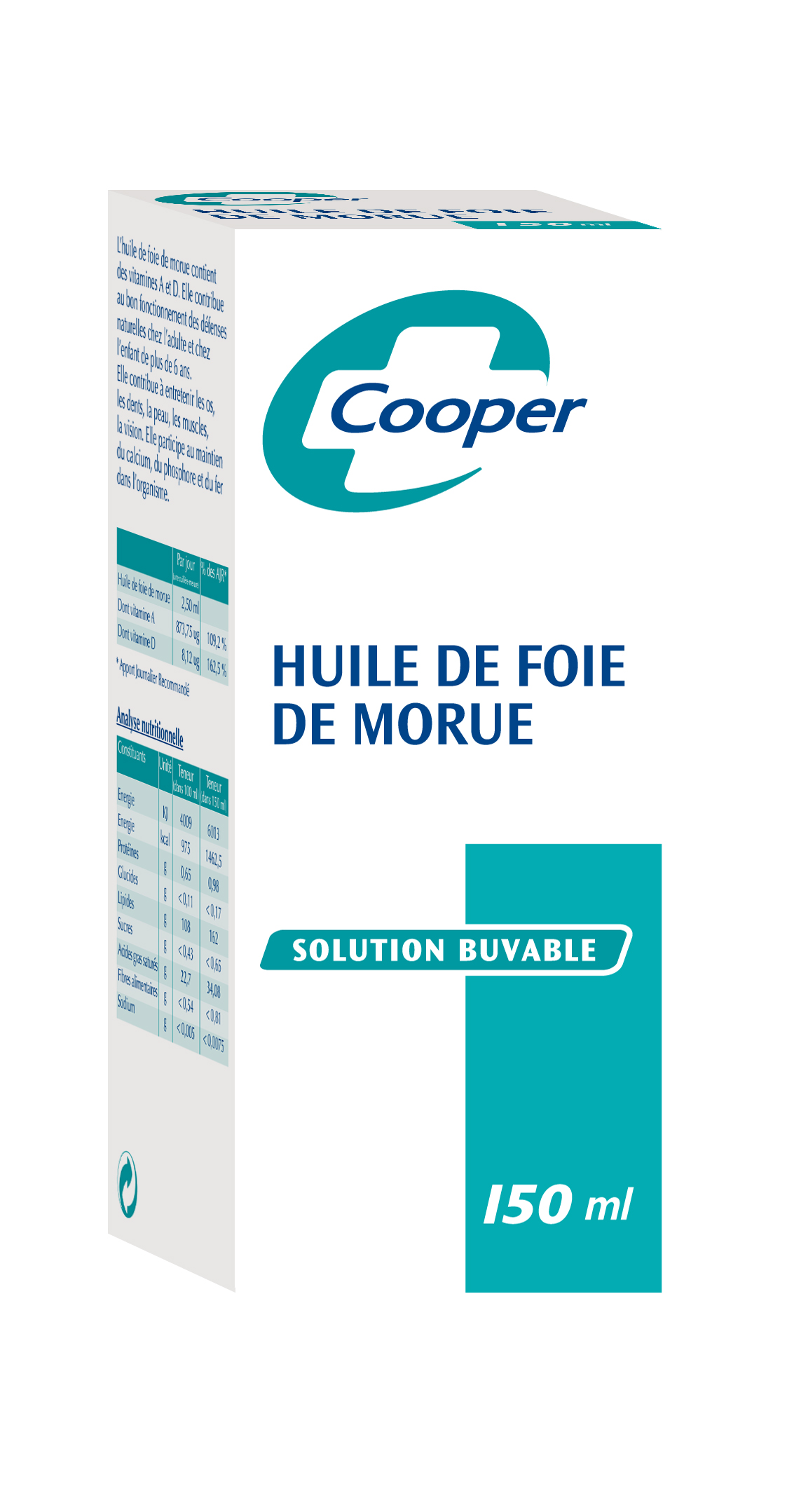 Huile de Foie de Morue Cooper, flacon de 150ml